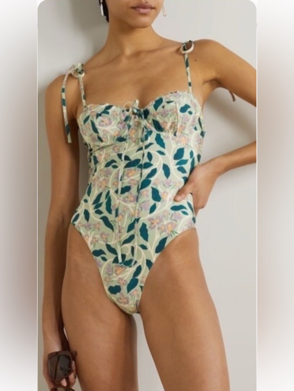 Agua Bendita Floral Leaf Print One-Piece Swimsuit - Green & Teal